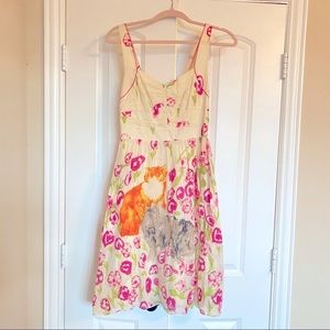 Anthropologie Floreat Morning Stroll Cat Dress